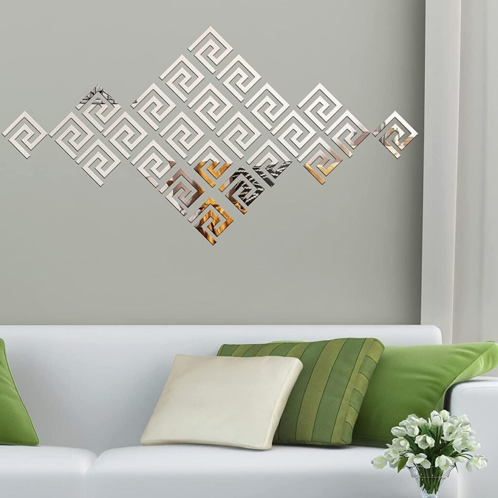 12 Pegatinas De Pared De Espejo Ondulado, 3D, Para Decoración Del Hogar, Acrílico, Espejo, Pared, Lámina De Plástico, Azulejos De Espejo, Para El Hogar, Sala De Estar, Dormitorio, Sofá, TV, Decoración